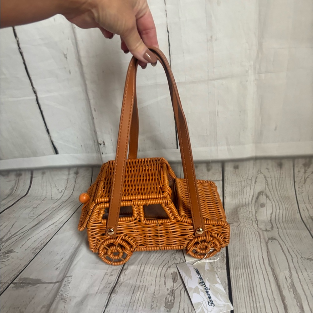 NWT Wicker Car Jeep Shaped Handbag Tommy Bahama Viral Tik Tok Bag Brown Tan - Picture 8 of 11